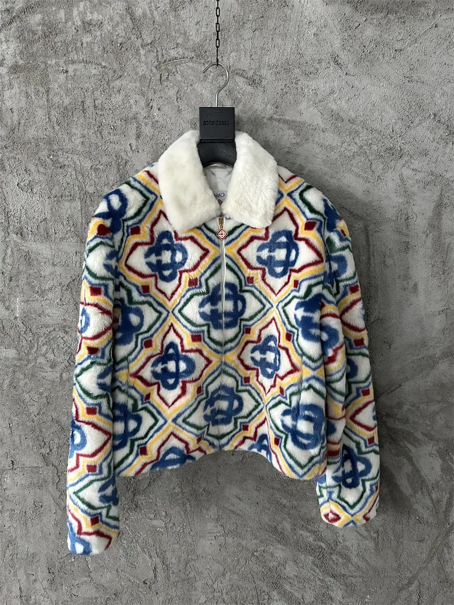 Men outerwear Short Jacket Men Outerwear Short Jacket Fashion Designer Style Men's Warm Winter Down Geometric Pattern Jacquard Loose Fitting Sw
