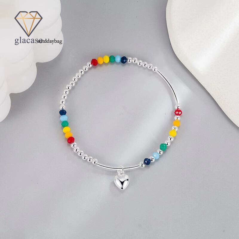 Dopamine-colored beaded heart for women, 2025 new model, light luxury niche exquisite summer bracelet