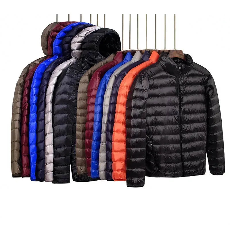 Autumn and Winter Lightweight Jacket Men's Fashion Hooded Short Style Ultra-thin Lightweight Youth Slim Fit Jacket 261016