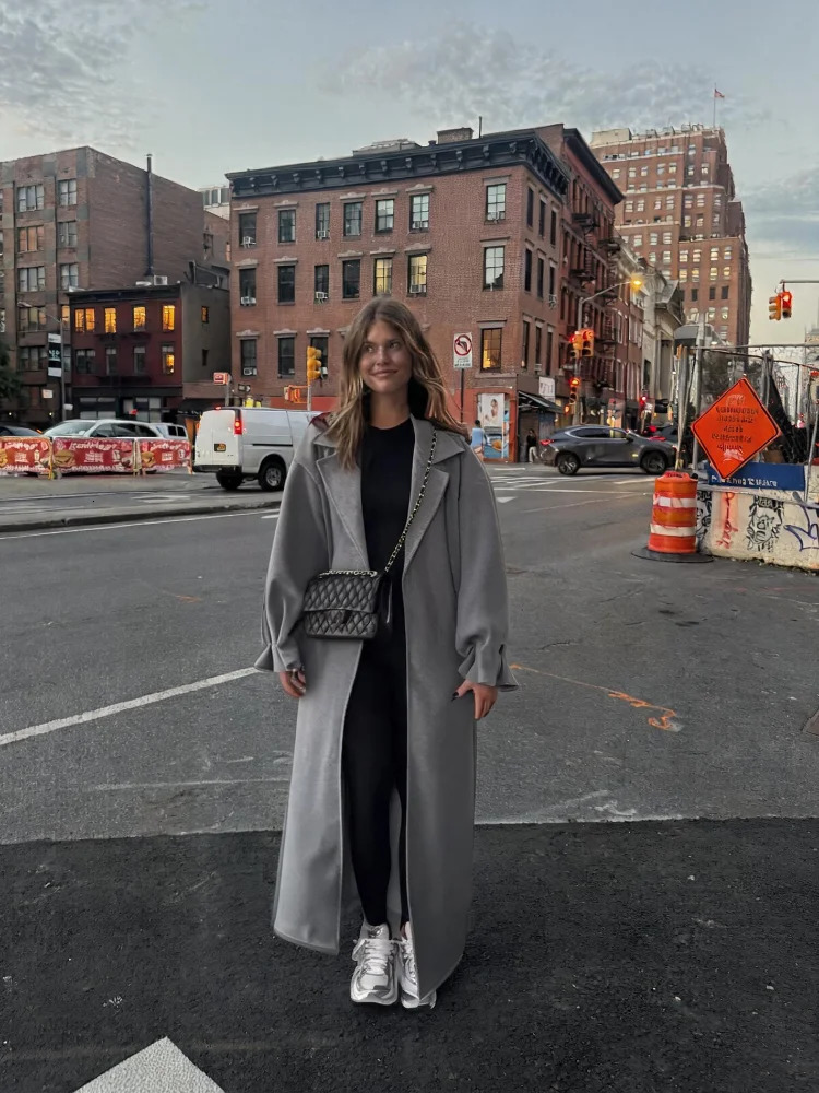 Casual Long Woolen Women Coat Elegant Full Sleeve Turn-down Collar Solid Female Outwear Autumn Winter Chic Lady Overcoat 261016