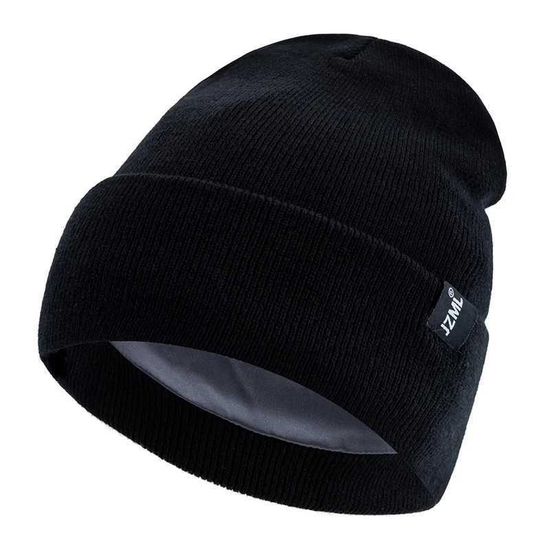 Beanie/Skull Caps Hot Sale Letter Plush Satin Lined Anti-Static Beanie Hat Autumn Winter Hats For Men And Women Outdoor Knitted Hats Q261017