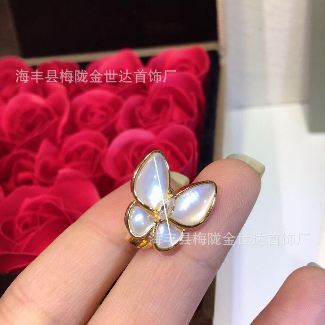 Designer Jewelry vanly White rose gold, women's white shell butterfly stud lightweight earrings, jewelry