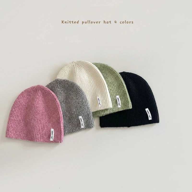 Beanie/Skull Caps Minimalist Ribbed Knitted Beanie Cap for Women Autumn Winter Solid Color Label Decor Warm Pullover Skull Cap Daily Casual HatT2610