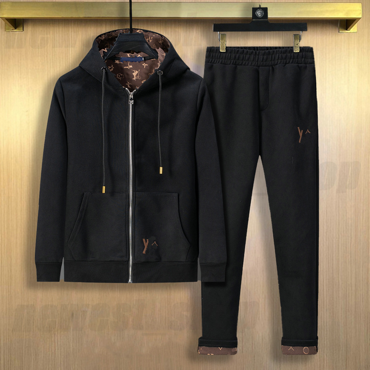 designer Mens hooded Tracksuits jacket pants luxury suit sets geometric pattern inside embroidery drawstring trousers zip Cardigan casual coat