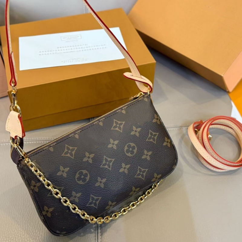 High quality Pochette Accessories shoulder bag monogram crossbody designer bag women classic clutch Chain brown old flower lfashion handbag underarm