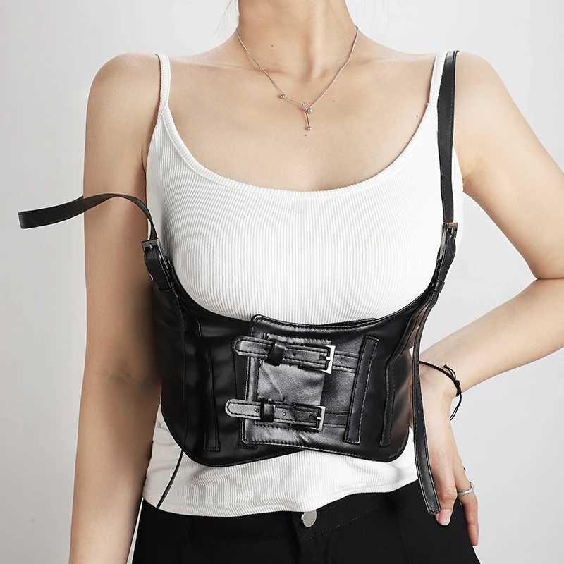 American European and Functional style shoulder strap belt women's punk shirt with dress JK street strap waist cover decoration M261016