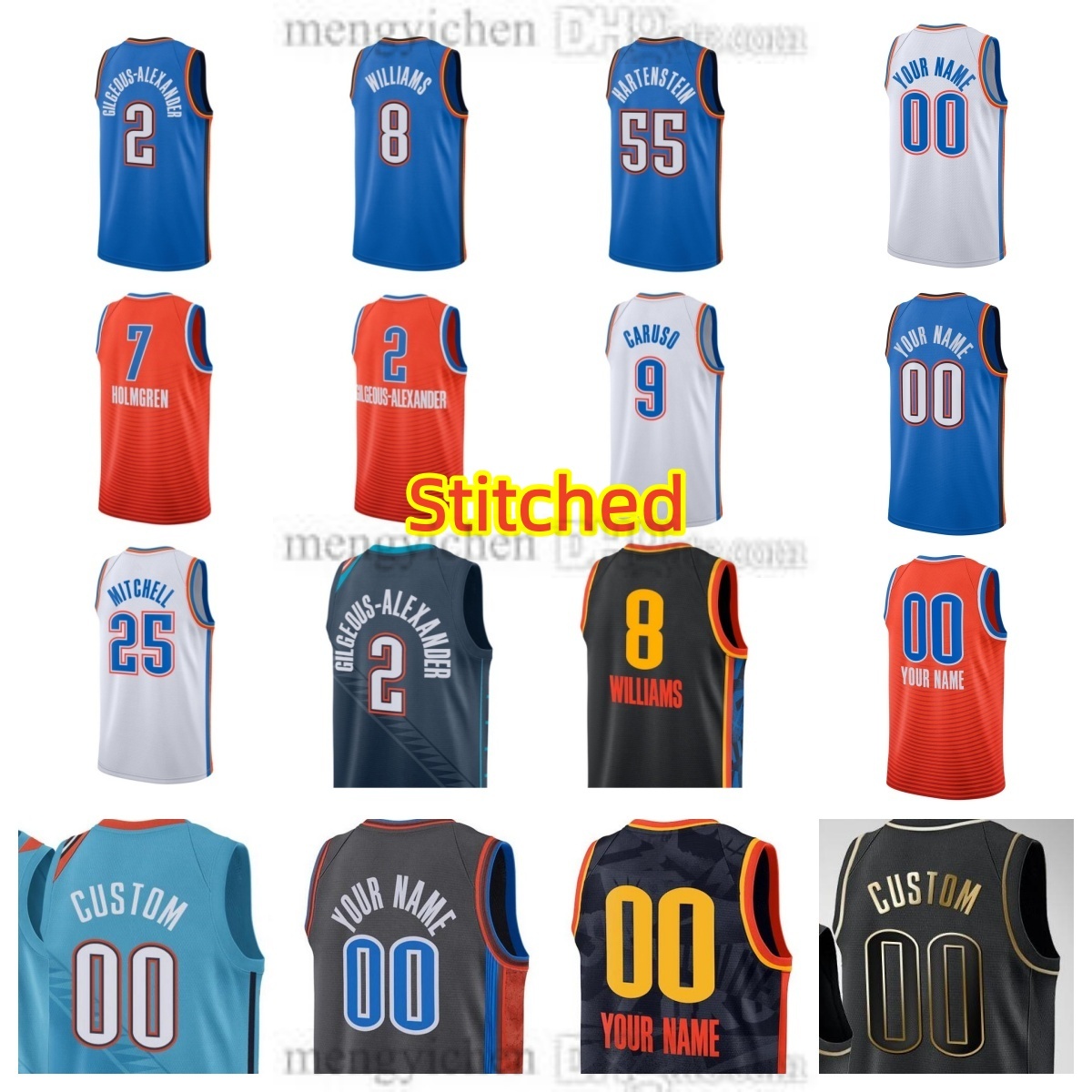 Stitched Men's Shai Basketball Jerseys 2 Gilgeous-Alexander Chet 7 Holmgren Alex 9 Caruso Jalen 8 Williams 3 Jared McCain 25 Ajay Mitchell 15 A