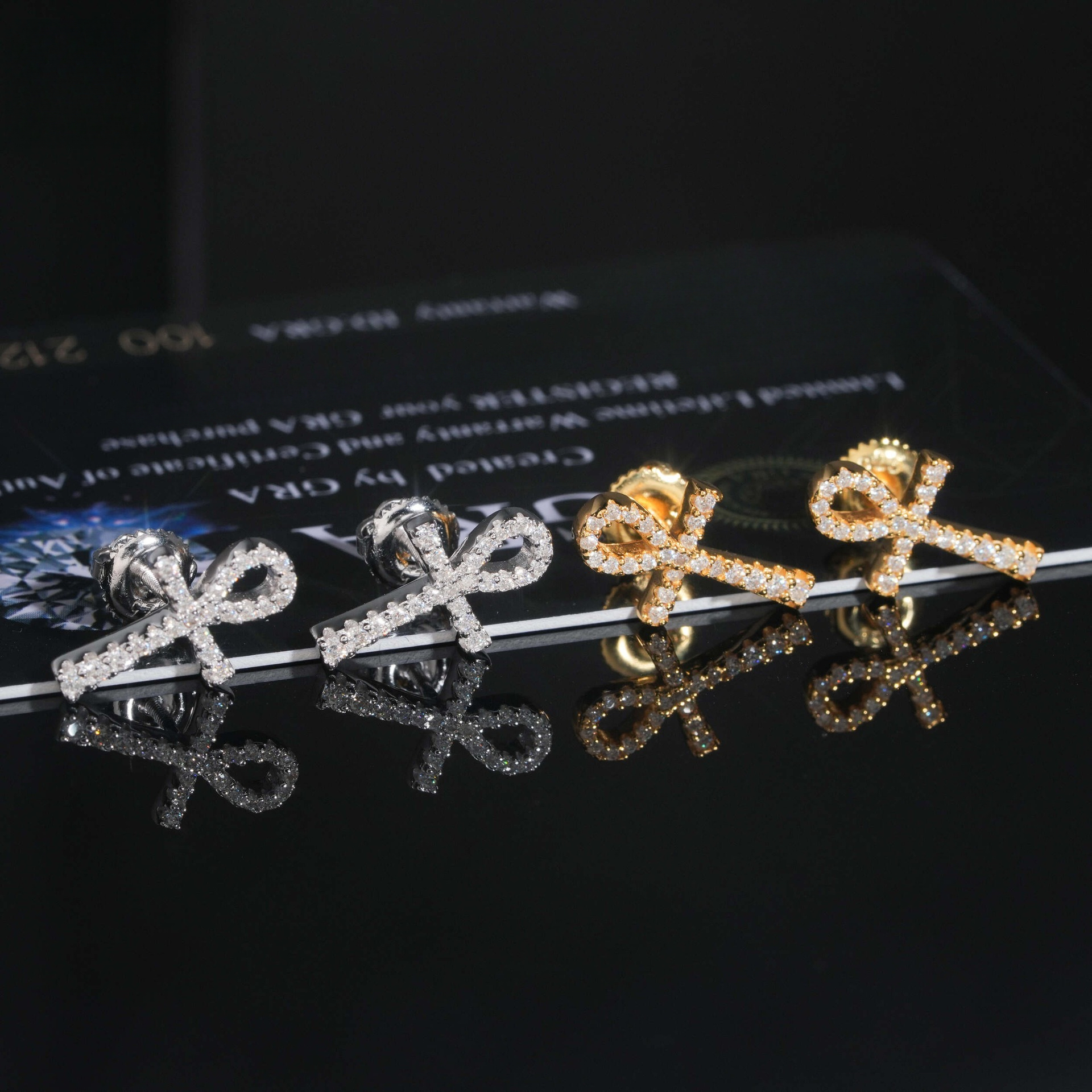 new product earrings , personalized full-diamond cross S925 silver inlaid with moissanite earrings, factory wholesale