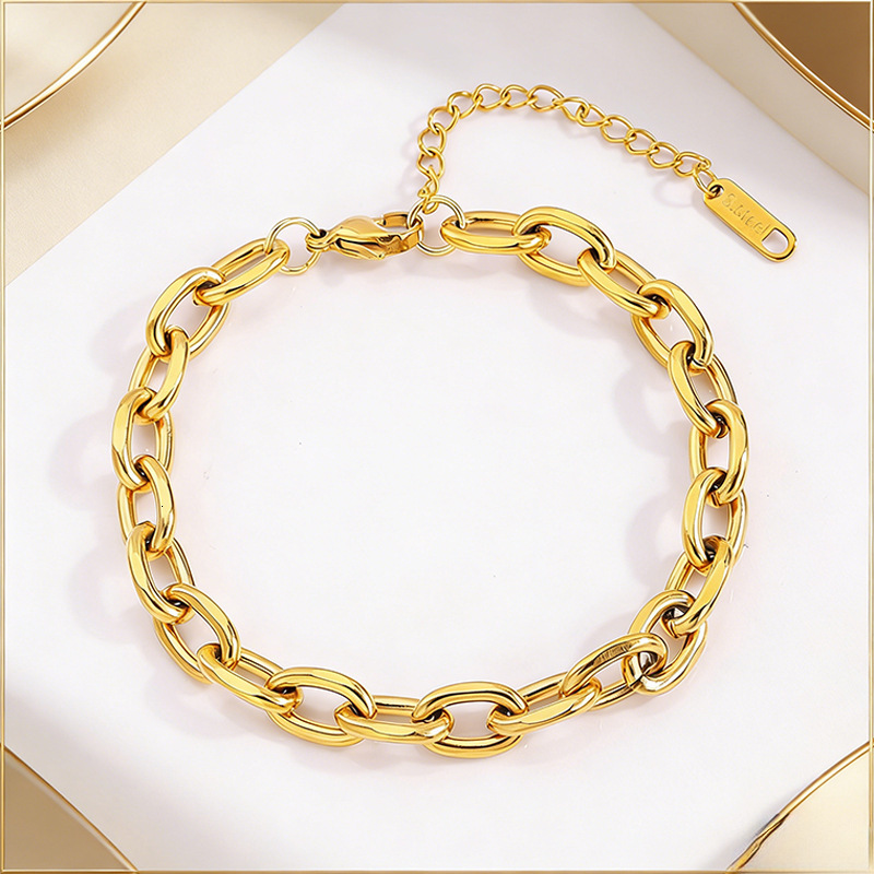 Gold Stainless Steel Bracelet, Fashionable, Niche, Light Luxury, High-End For Women, Titanium Steel, Non-Fading, Gold Bracelet Wholesale