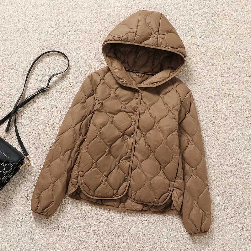 Women's Down Parkas Autumn and Winter New Women's Lightweight Down Jacket Fashion Warm Windproof Slim White Duck Down Hooded Mature Women&