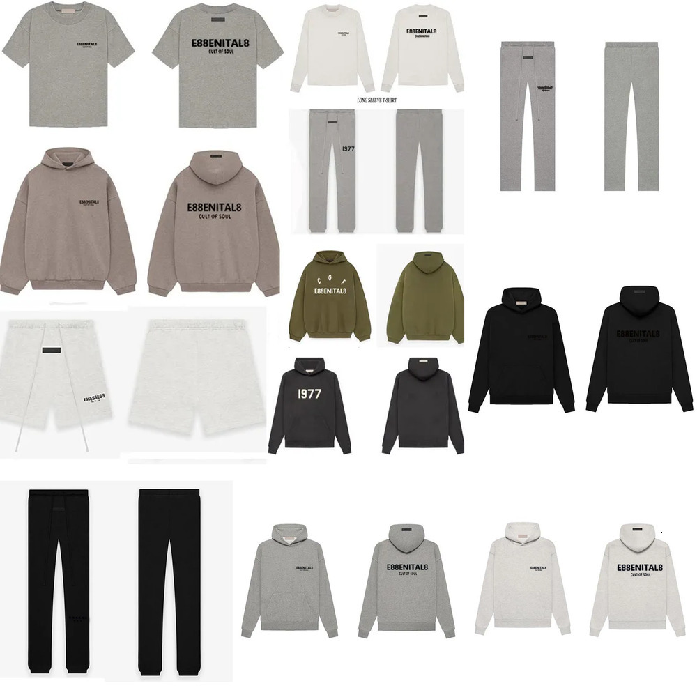 essentisas Men Designer Tracksuit Fluffy Hoodie with Silicone Monogram Print Oversized High Street Daily Streetwear Sweatshirt and Sweatpant