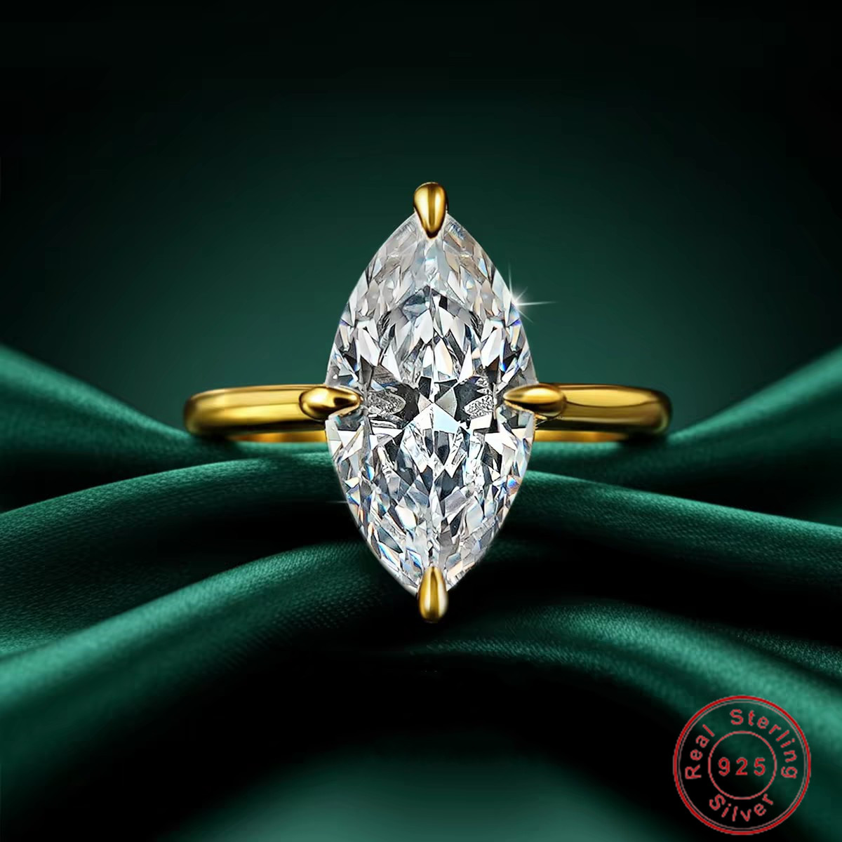 Choucong 2026 Ins Top Sell Wedding Rings Sparkling Luxury Jewelry Solid 100% 925 Sterling Silver Marquise High Carbon Diamond Eternity Women Bridal