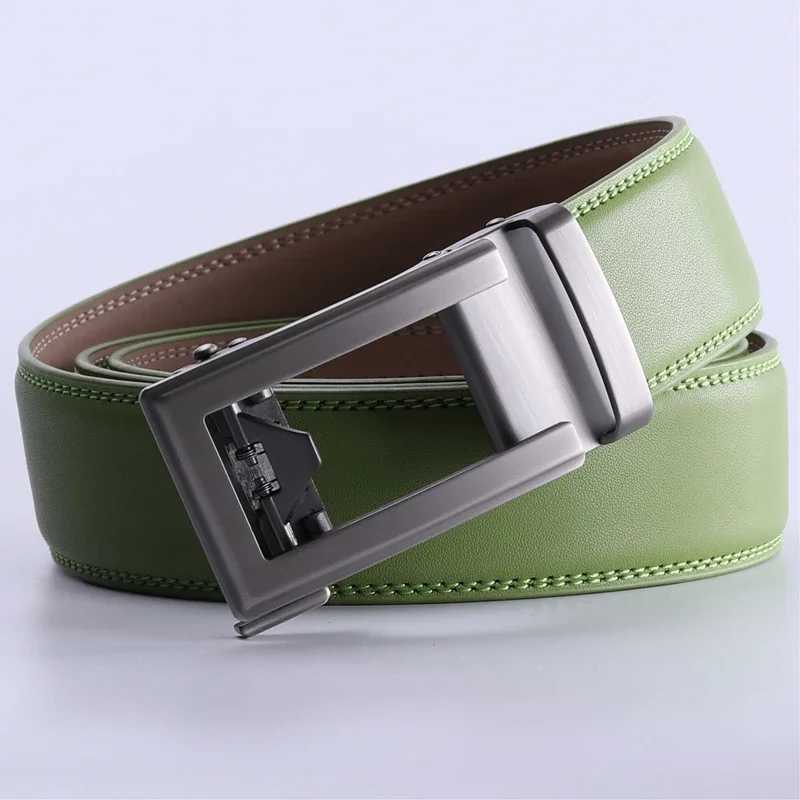 Green Brown Cfee Blk Grass Men's Belt Automatic Ratet Buckle Luxury Brand Genuine Leather Belt Men Ceinture Homme B64 M261016