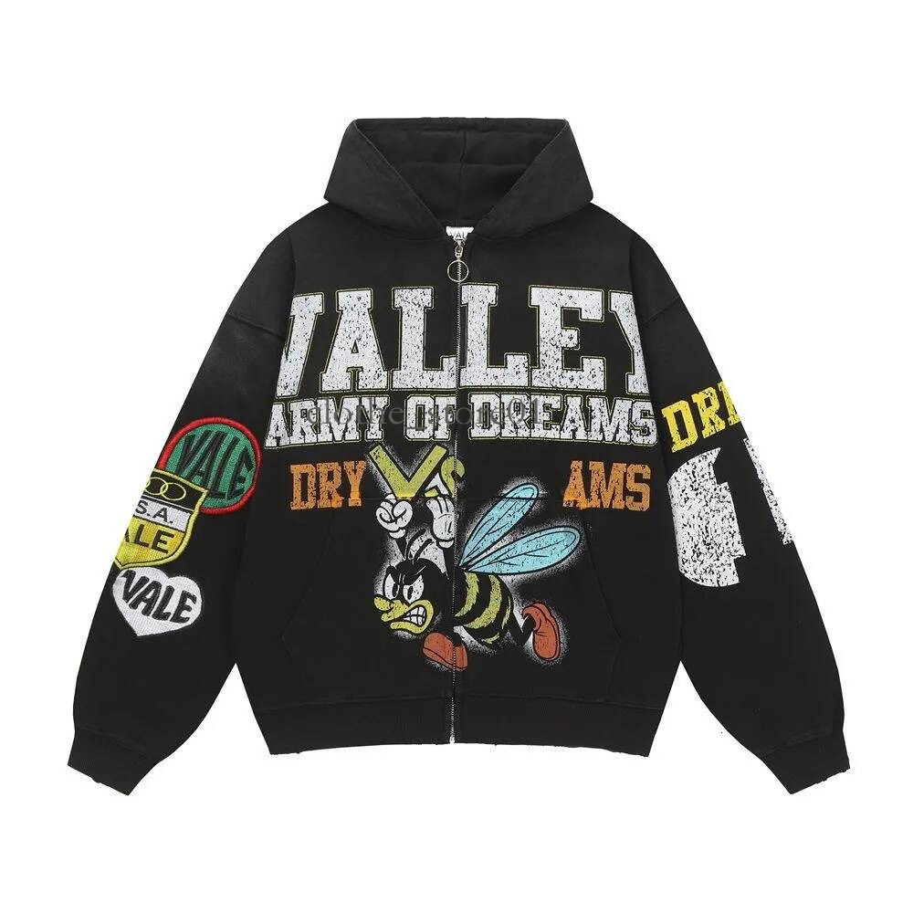 Vale Dream Mens Hoodie Zipjacket Tops And Pants Jeans Fluffy Foam Graffiti Designer Jacket Slow Jogging Exercise Valleyes Men And Women's Sweat