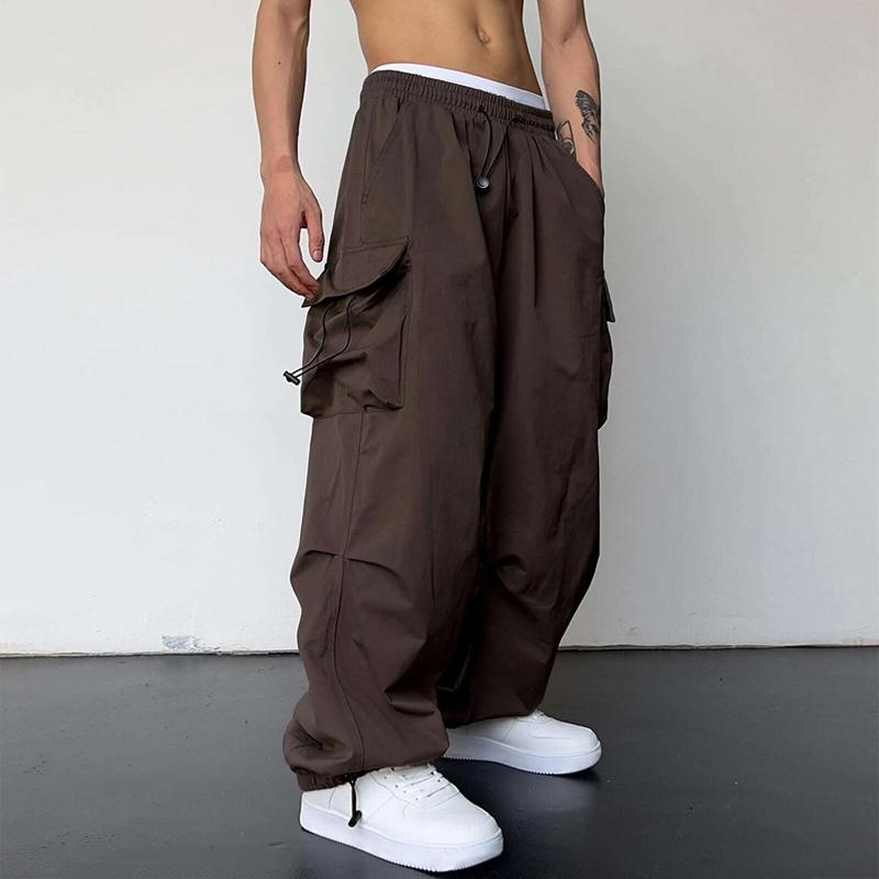 Pantalon Cargo d'été pour hommes, ample, jambe droite, multi-poches, cordon de serrage, taille solide, vêtements de travail quotidiens