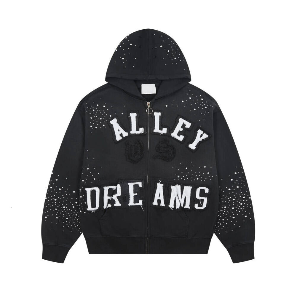 Vale Dream Hoodie Vintage Graphic Zip Up Hoodie Designer Men Unisex Washed High Street Pullover Loose Sweatshirts Retro Print Valleysdreams Jacket 1