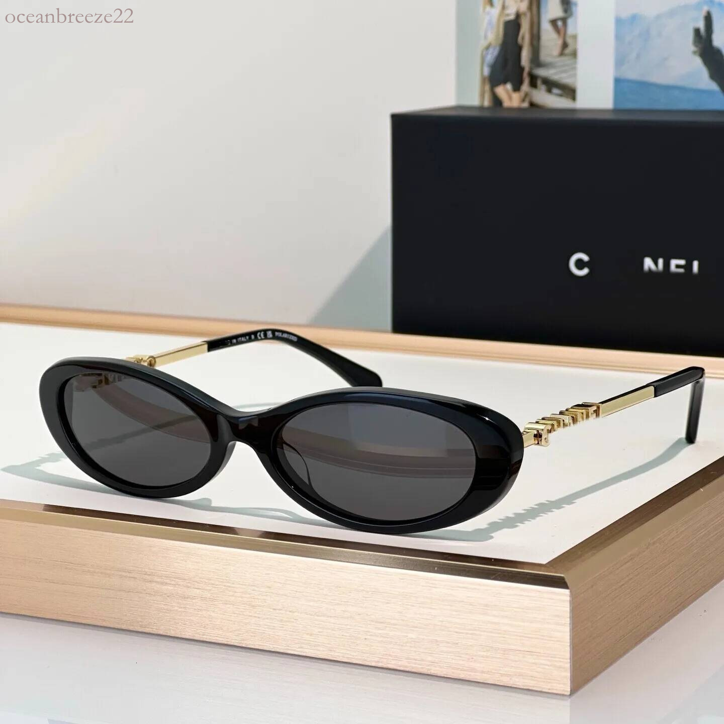 Women Luxury Oval changlasses Black Gold Full Frame Designer Eyewear Cat Eye Polarized UV400 Anti Glare Lenses Multi Style Outdoor Fashion Shades ch