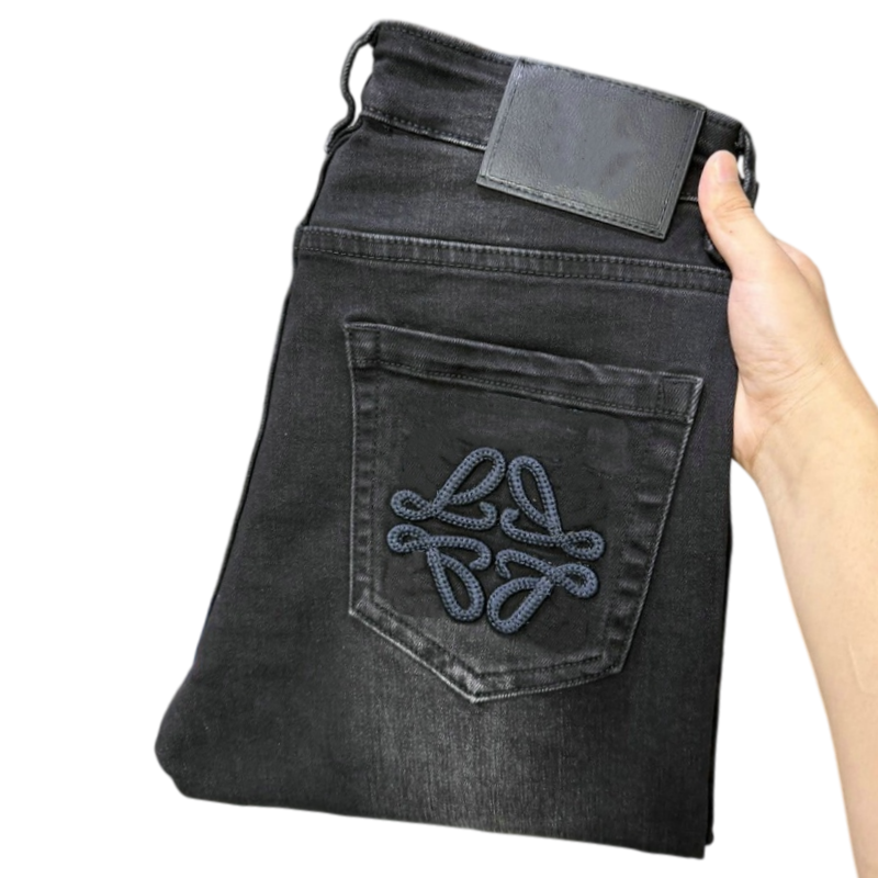Men's Jeans Autumn Winter Men Slim Fit European American High-end Brand Small Straight Pants L821-99