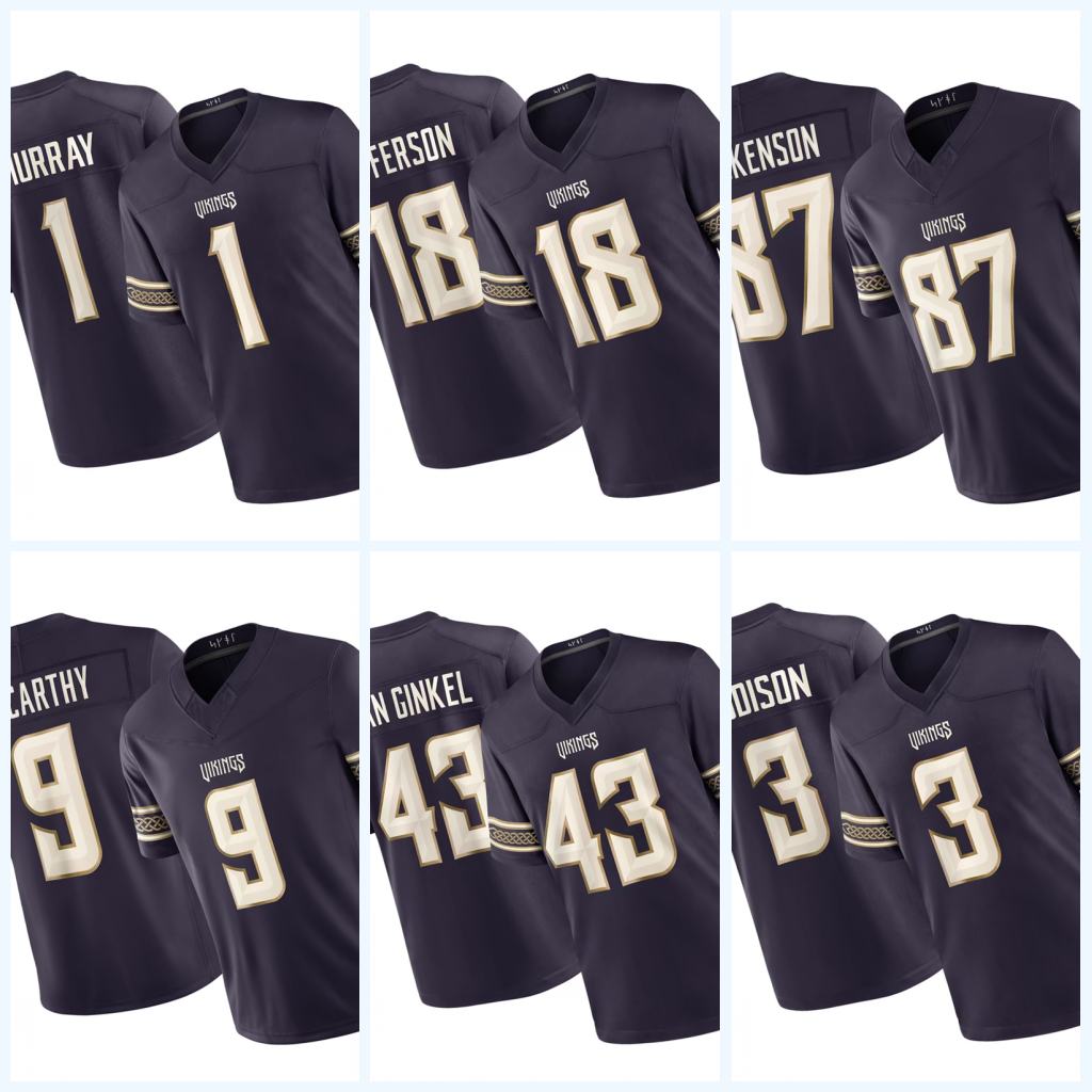 Personalization Custom Justin Jefferson 2026 Rivalries J J McCarthy Minnesota Football Jerseys EmbroideredVikingssStitch Any Name Number Football Je