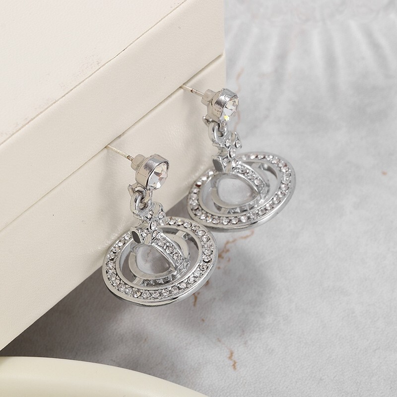 earrings Western Style Full Diamond Orb 3D Saturn Planet for Women, Niche Light Luxury High-End Design Sense Stud Earrings