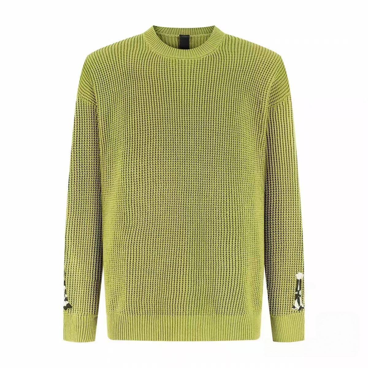 2026 Autumn Mens Designer Waffle Knit Crew Neck Sweater Men Vintage Cross Patch Long Sleeve Loose Thick Knitted Pullover Casual Streetwear Top
