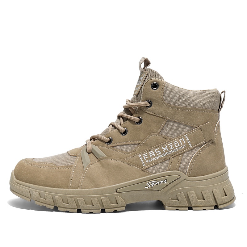 Men's High Top Combat Boots Casual Work Shoes Outdoor Hiking Military Style Ankle Boots
