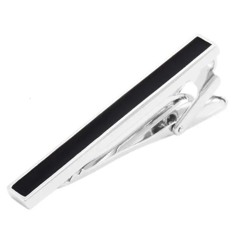 Stainless Steel Cufflink Tie Clip Matching Combo Set Mans Clip Metal Simple Rectangle Drip Plated Black Crystal Copper Bar Men's Tie Pin Party