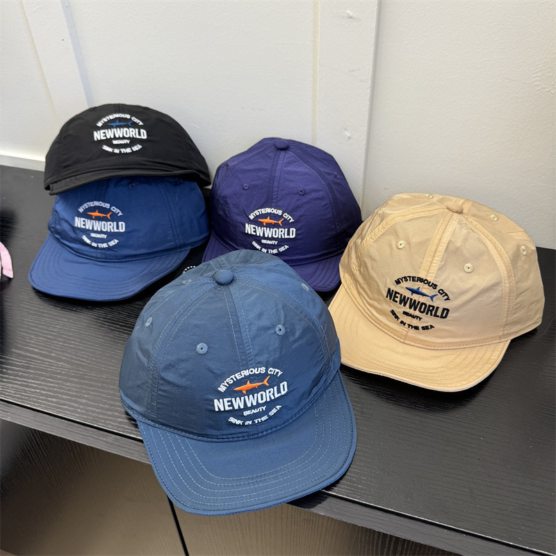 Americanstyle soft brim shark baseball women spring and summer lightweight breathable cap for men trendy outdoor quickdry sun hat