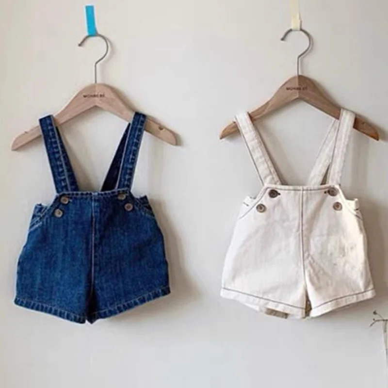 Spring Summer Baby Overalls Boys Girls Denim Overalls Kids Jumpsuit Fashion Children Denim Shorts Korean Style 261015