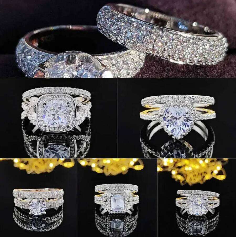 2026 Band perfume Mixed Sterling Luxury Big Diamond Wedding Set Bridal Women Engagement Party Rings Gift Designer cologne Jewelry ss9