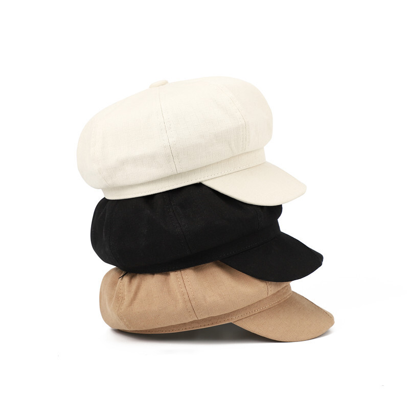 Women's octagonal spring autumn small head circumference Japanese and British style retro painter's hat new design versatile suitable for