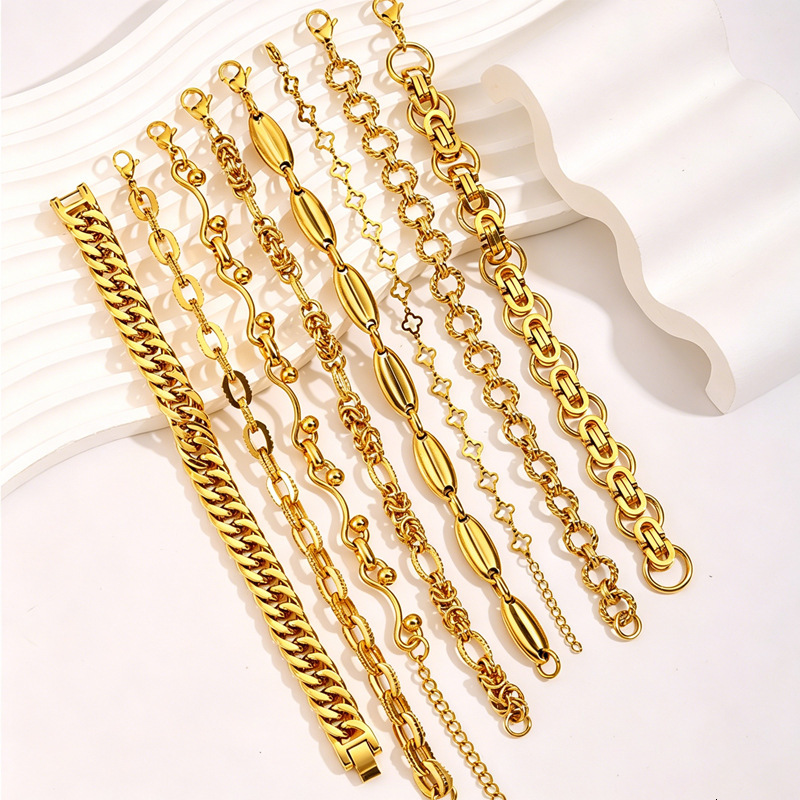 Cross-Border European American Style, High-End, Luxurious Gold-Colored Bracelet For Women, Fashionable Trendy, With A Beautiful Design, Made Of Tita