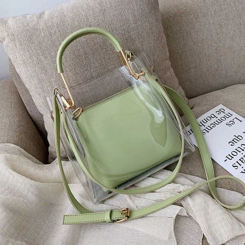 Cross Body Fashion Transparent Women Shoulder Bag Jelly Candy Summer Beach Handbag for Female Messenger Bags Bolsa Totes Bucket Bag H261016