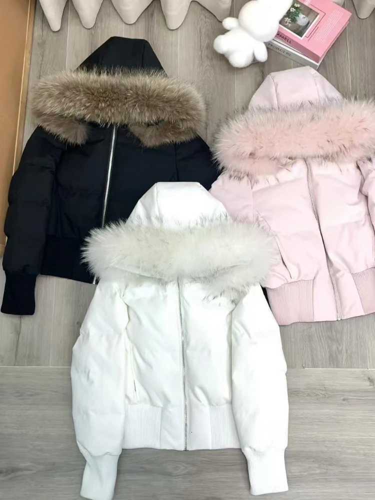 Women's Down Parkas Women Winter Faux Fur Collar Hooded Parka Puffer Jacket Japanese Street Style Long Sleeve Zip Up Y2K Short Coats Daily Wear