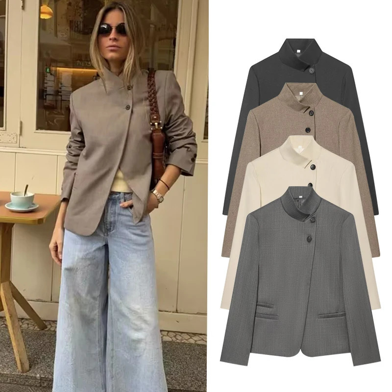 Women's Autumn Blazers Blouse 2026 Fashion Young Elegant Travel Holiday Jackets Spring Street Sarm 261015