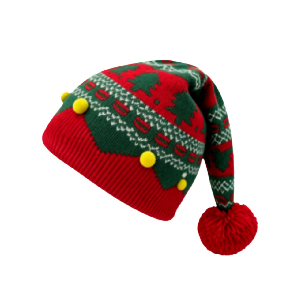 winter warm earprotecting woolen for adults and children parentchild matching outfit Christmas holiday jacquard knitted hat