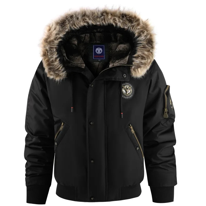 Winter Men Hooded Fur Collar Down Jackets Male Outwear Casual Fleece Parkas Warm Coats Good Quality Slim Fit 3XL 261017