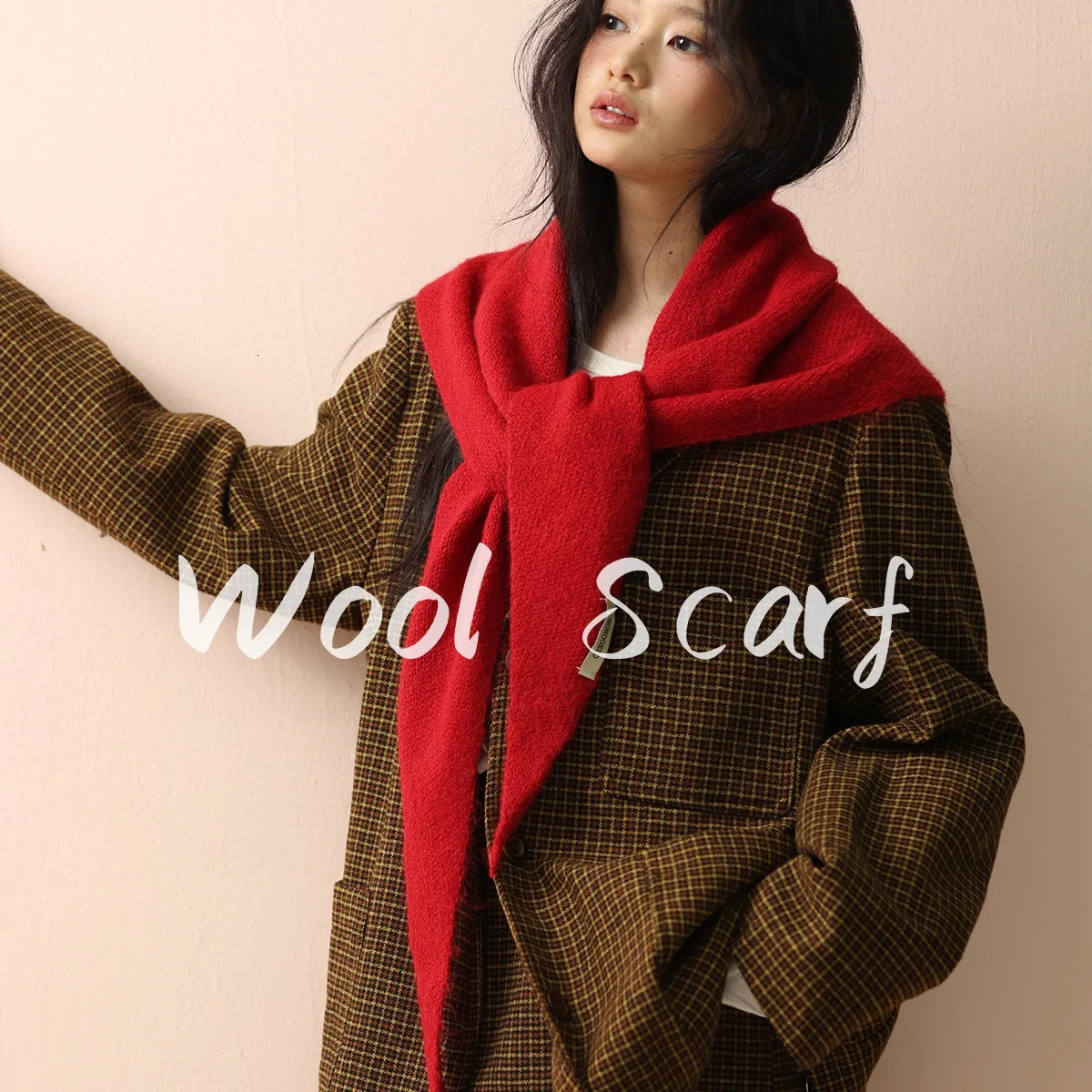 Big Size Wool Korean Style Knitted Triangular Scarf Women Winter Warm Headscarf Shawl Sold Color Neckerchief Kerchief Hijab 261017