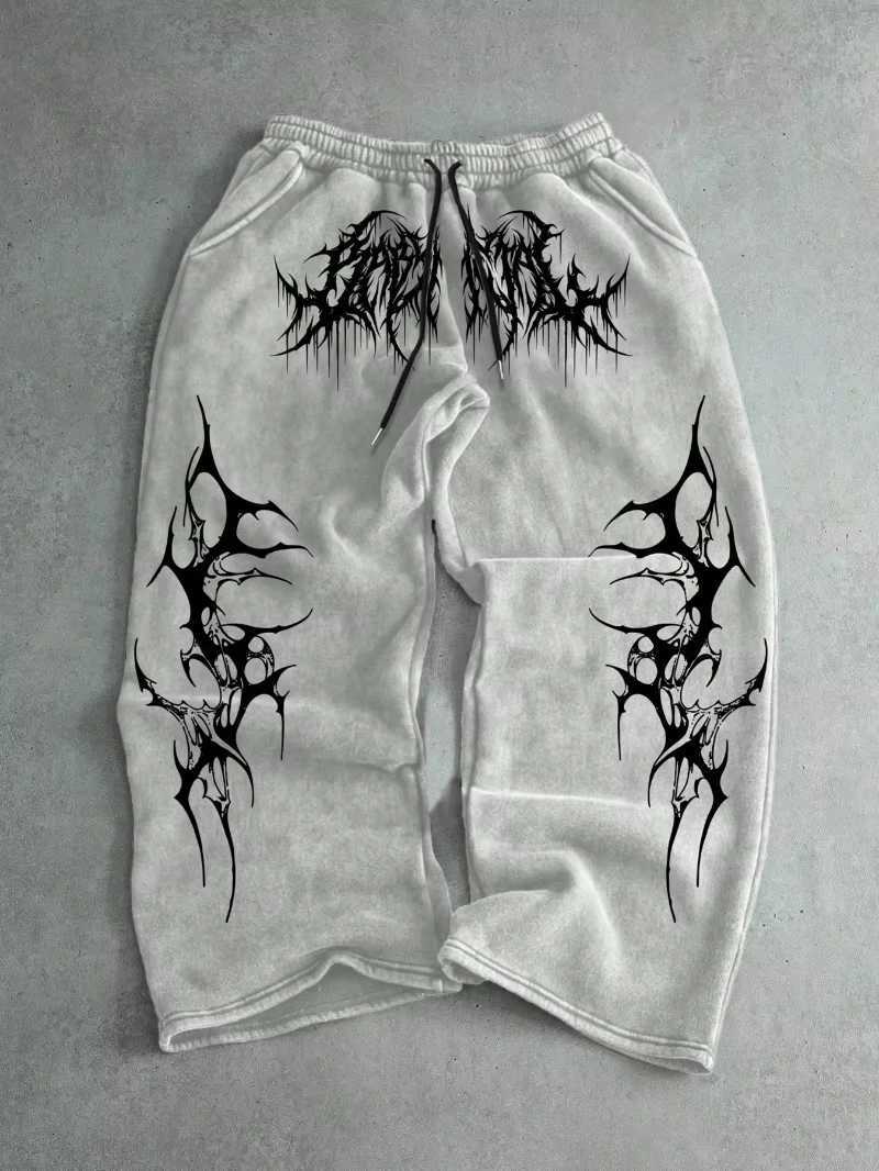 2026 Summer New Fashion Trends Gothic Vertical Graphic Wide Leg Sweatpants Drawstring Loose Straight Baggy Y2K Pants. S2610163Z55
