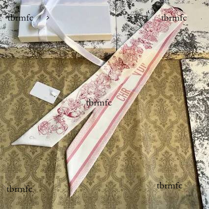 Luxury Floral Print Silk Twilly Women Designer Hair Ribbon Bag Tie Fashion Elegant Neckerchief Scarf Accessories Gift For Her
