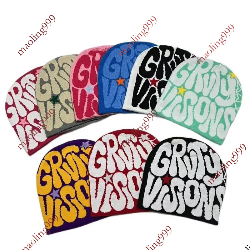 Pull Bonnet Chapeau Hommes Femmes Lettre Spider Web Motif Bonnets Tricotés Automne Hiver Chaud Hip Hop Y2k Bonnet Acrylique Cap 240709