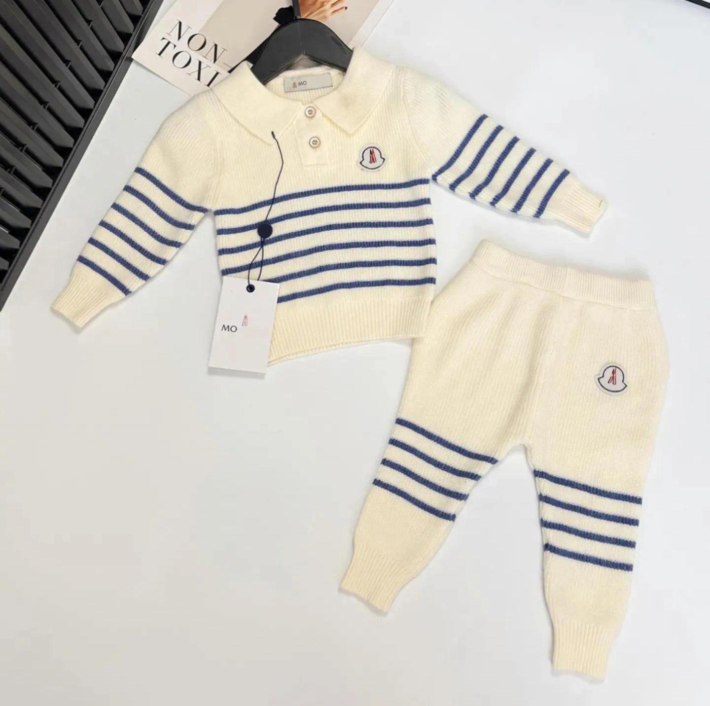 Designer Baby Knit Outfit Set 2Pcs Newborn Polo Collar Sweater + Pants Toddler Infant Knitted Clothing Set For Baby 66-90cm AAAA