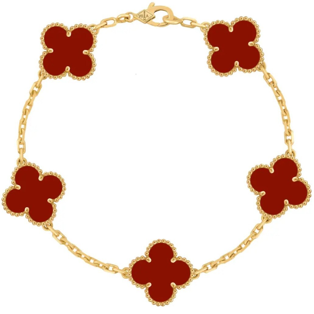 VCA Designer Jewelry Butterfly Clover Bracelet Four-Leaf Clover Five-Flower Bracelet Women Real White Mother-Of-Pearl vanly cliff bracelet
