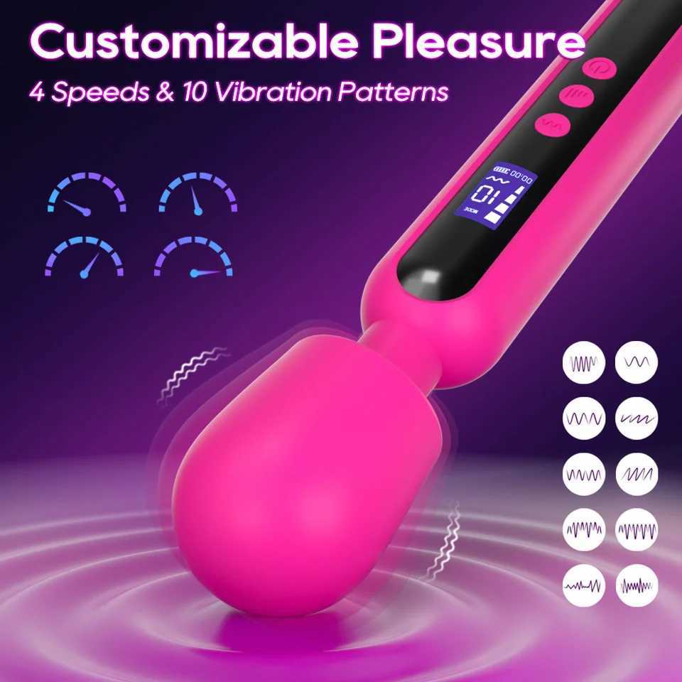 Magic Powerful Wand AV Vibrator for Women G Spot Clitoris Stimulator with LED Display Muscles Massager Masturbator Adult M261017