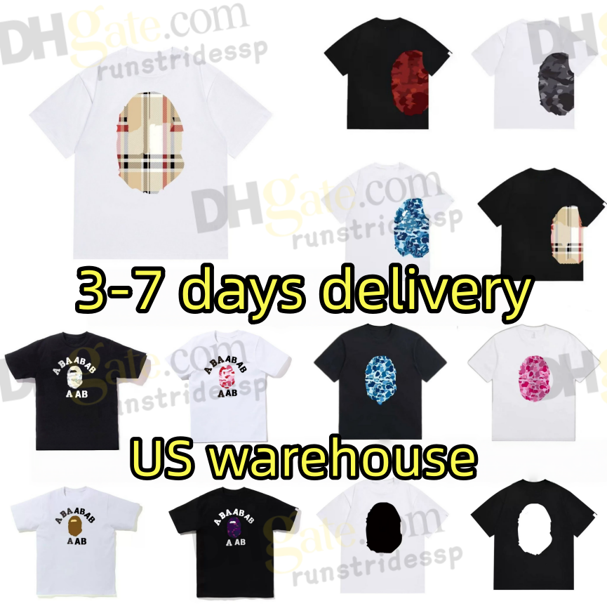 Local Shipping Men Women Short Sleeve T Shirt Camo Ape Head Graphic Print Crew Neck Tee Loose Fit Casual Streetwear Cotton Blend Daily Basic Tops Mu