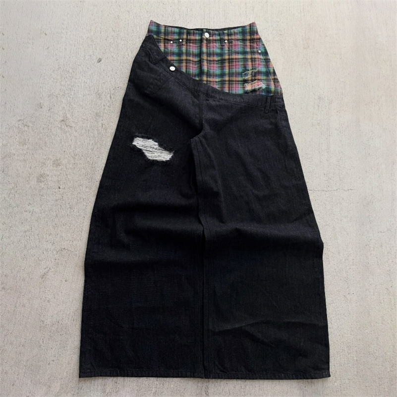 Y2k Slanted Runway Baggy Jeans Retro Men Women Wide Leg Pants American Hip Hop Streetwear Unisex Casual Jeans 261016
