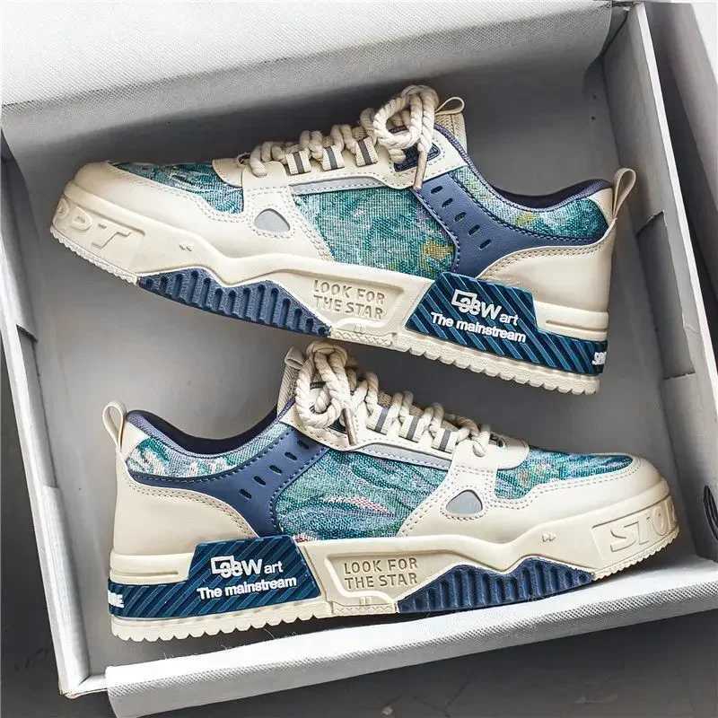 Casual Shoes Colorful Forest Color Shoes for Men New In 2026 All-match Casual Trend Korean Fashion Sneakers Men's Lace-up Platform Shoes 44 H26