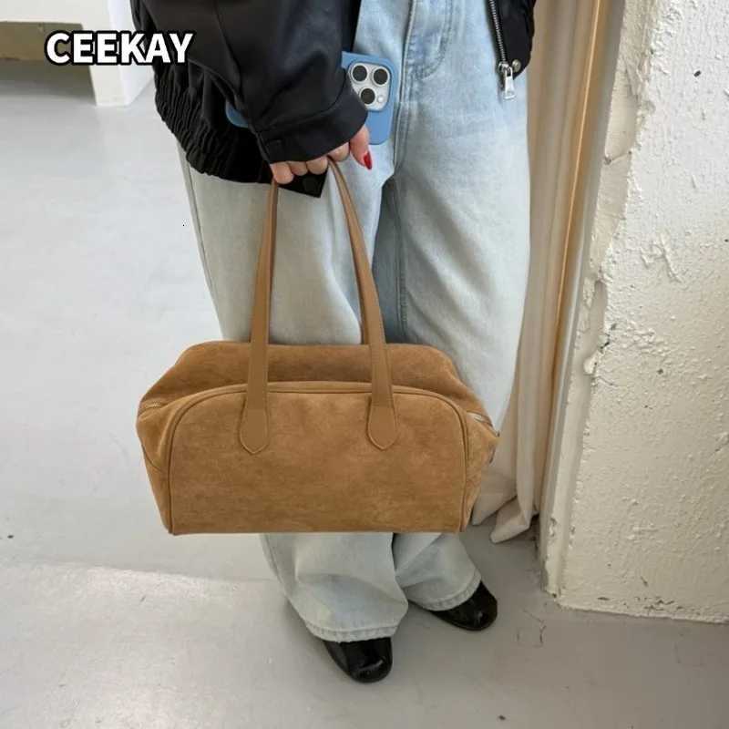Cross Body CEEKAY Suede Long Shape Bag Double Thin Strap Zipper Minimalist Versatile Everyday Commute Casual Large Capacity Purse H261016