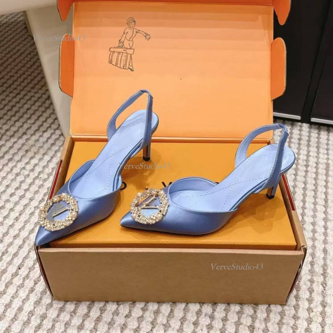 2026 Luxury Designer Women Heels Toe Slingback Rhinestone Pearl louisd shoes High Heels Wedding Party lvlyness shoes 477