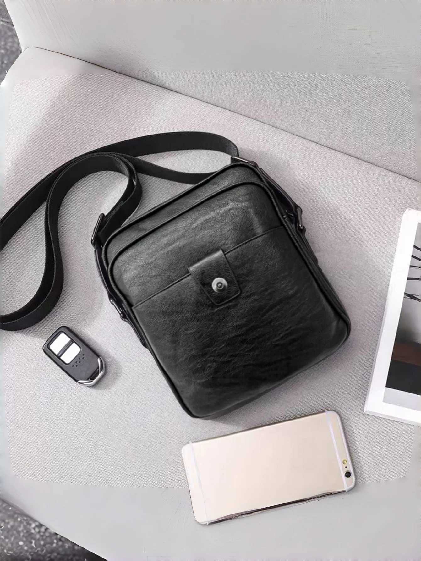 Designer PU Vintage Totes Leather Men Crossbody Bag with Handle Magnetic Snap Mti Zipper Pockets Shoder Purse Large Capacity Messenger Bag J261016